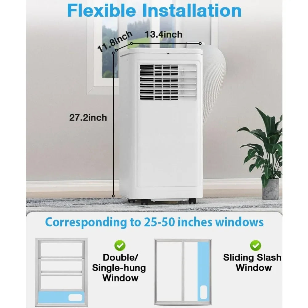 Air Conditioner, 8000 BTU,up to 350 sq. ft, Portable AC w/Dehumidifier & Fan, 2 Fan Speeds, 24H