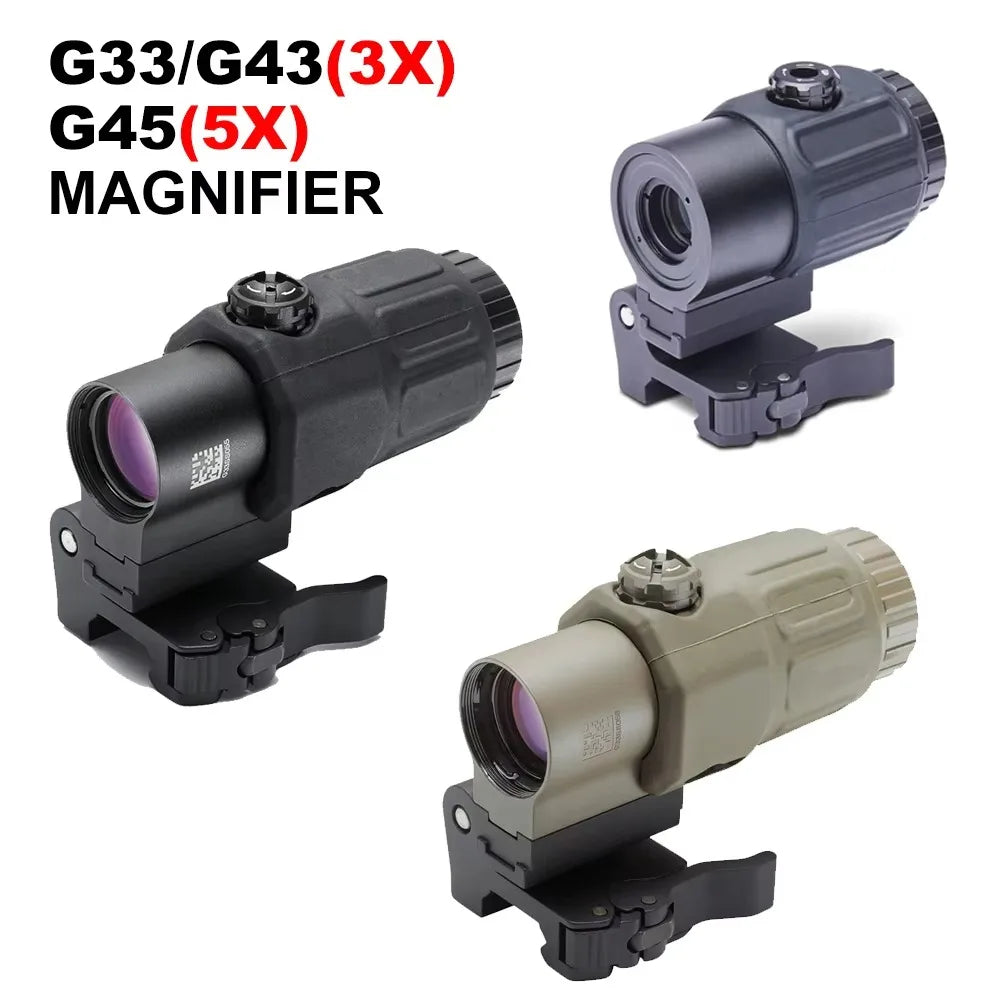 G33 G43 G45 Sight Fixed 3X 5X Magnifier Scope With Switch to Side Quick Detachable QD Mount
