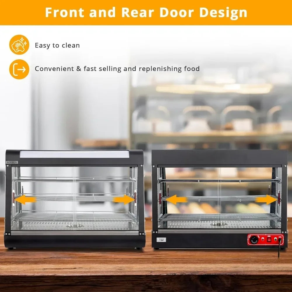 Food Warmer Display W/LED Lighting, 3-Tier Electric Food Warmer Commercial, Adjustable Removable