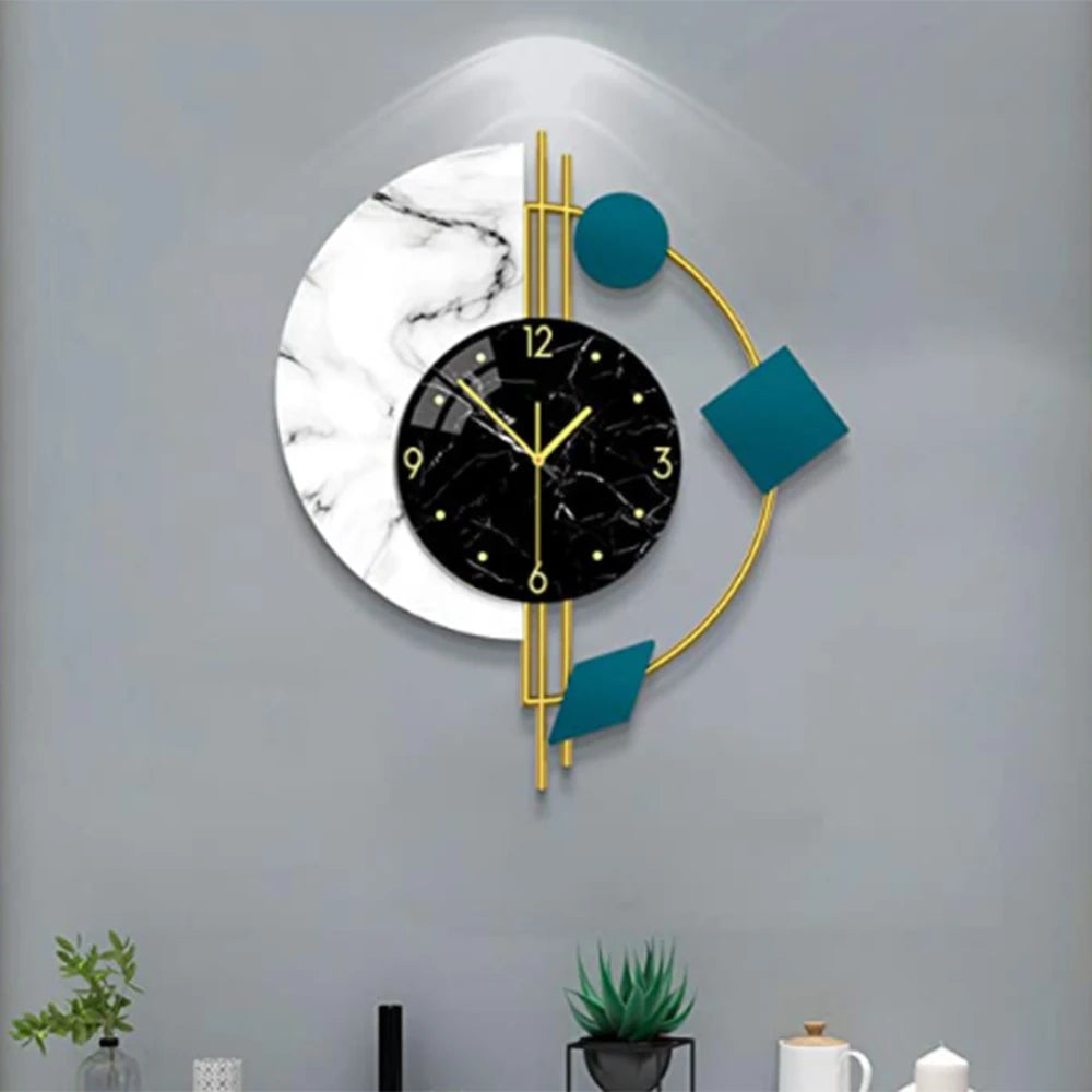 Silent Wall Clock Wall Decorations Creative Semicircle Marble Quartz Wall Clock Gift