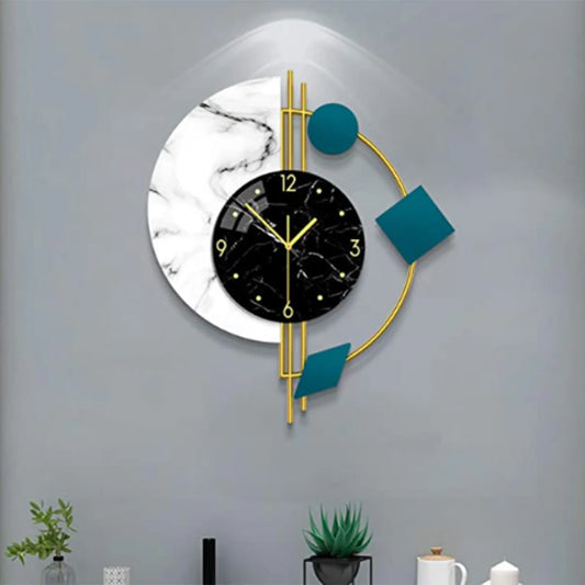 Silent Wall Clock Wall Decorations Creative Semicircle Marble Quartz Wall Clock Gift
