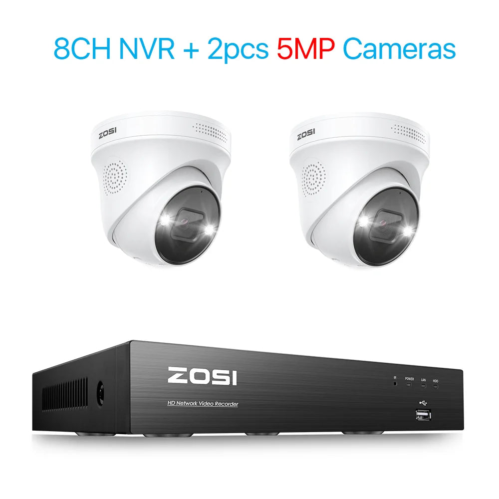 ZOSI 8CH 4K PoE Video Surveillance Camera System AI Face Detection 5MP 8MP Full Color Night Vision
