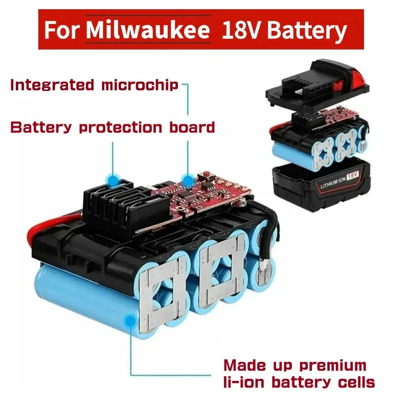 18V 6.5Ah Replacement-Milwaukee M18 XC Lithium Battery 48-11-1860 48-11-1850 48-11-1840 48-11-1820