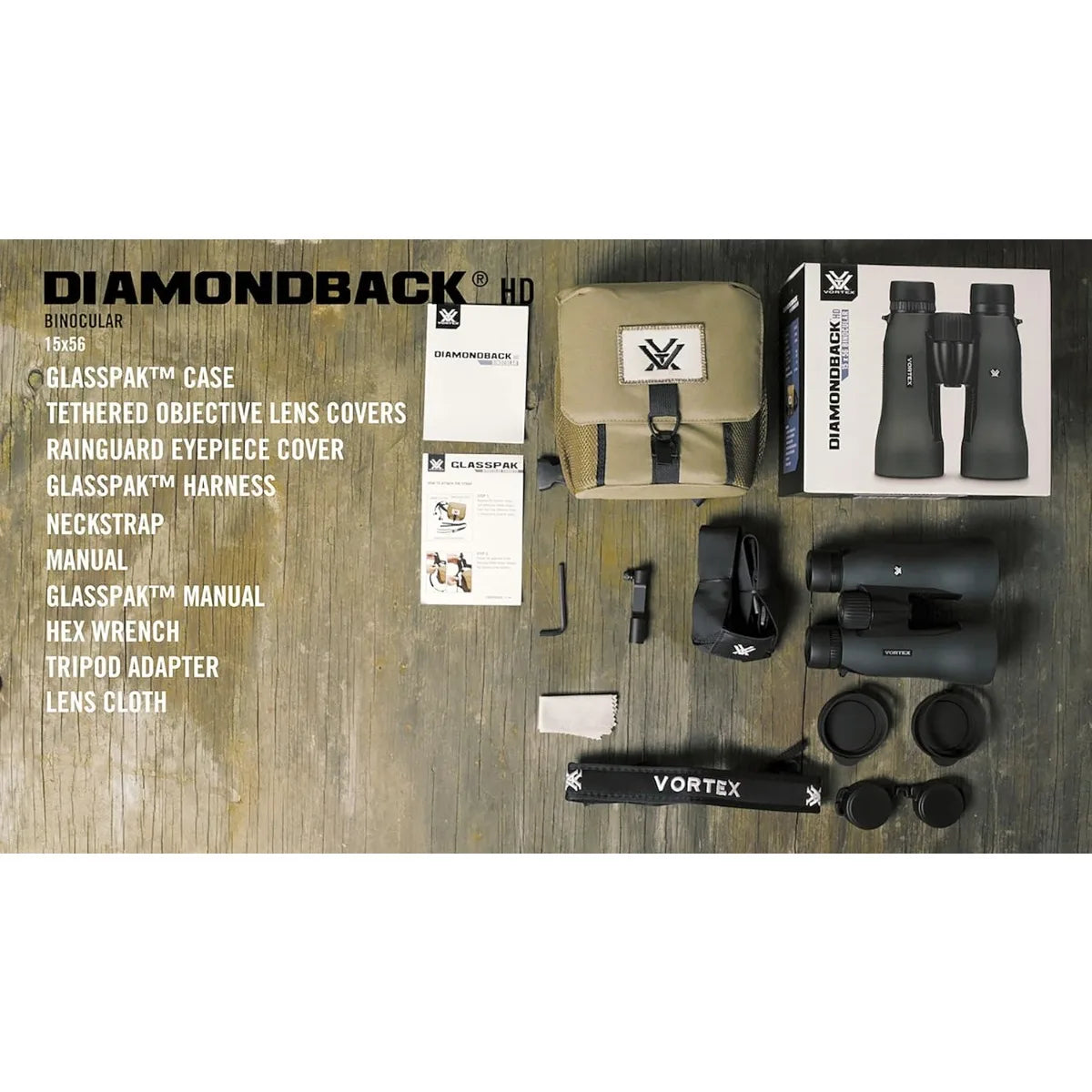 Vortex Diamondback HD 15x56 Binoculars - HD Optics, Water/Fog/Shockproof & GlassPak Case, Unlimited Warranty