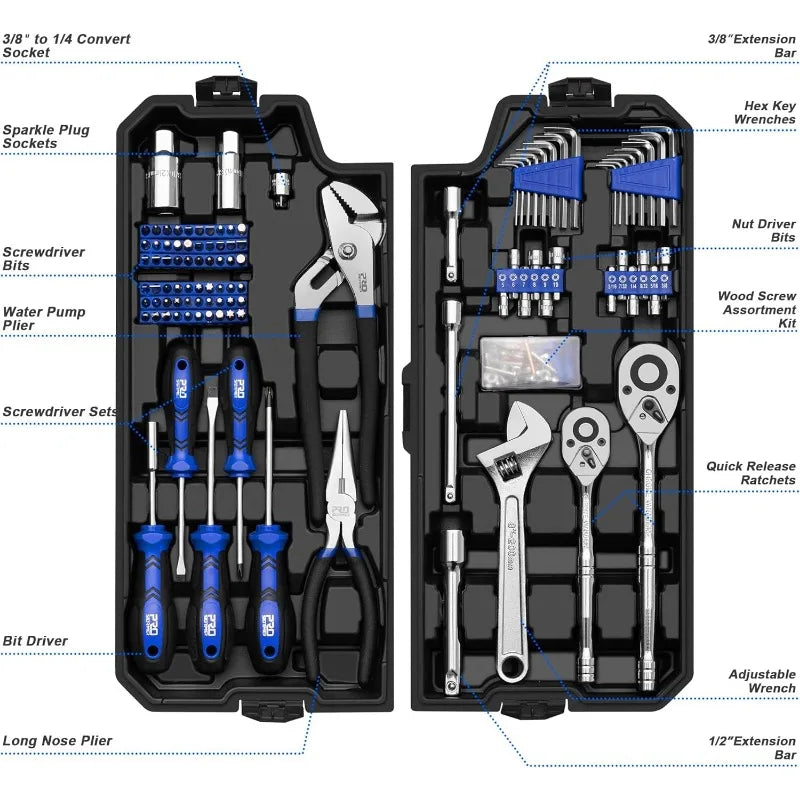 Prostormer 240-Piece Mechanics Tool Set,General Assorted SAE/Metric Sockets and Wrenches