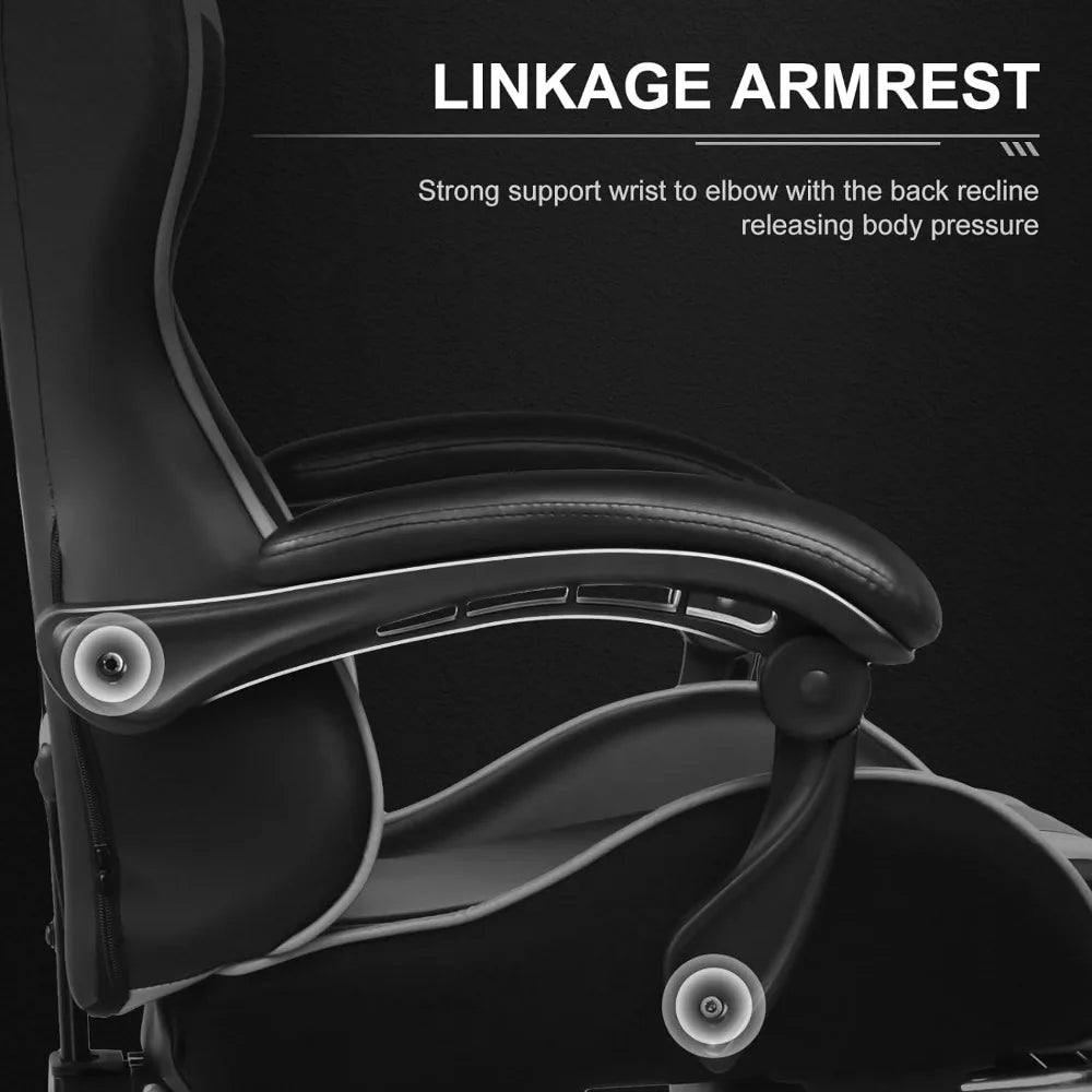 Gaming Chair, Computer Chair with Footrest and Lumbar Support, Height Adjustable Game Chair