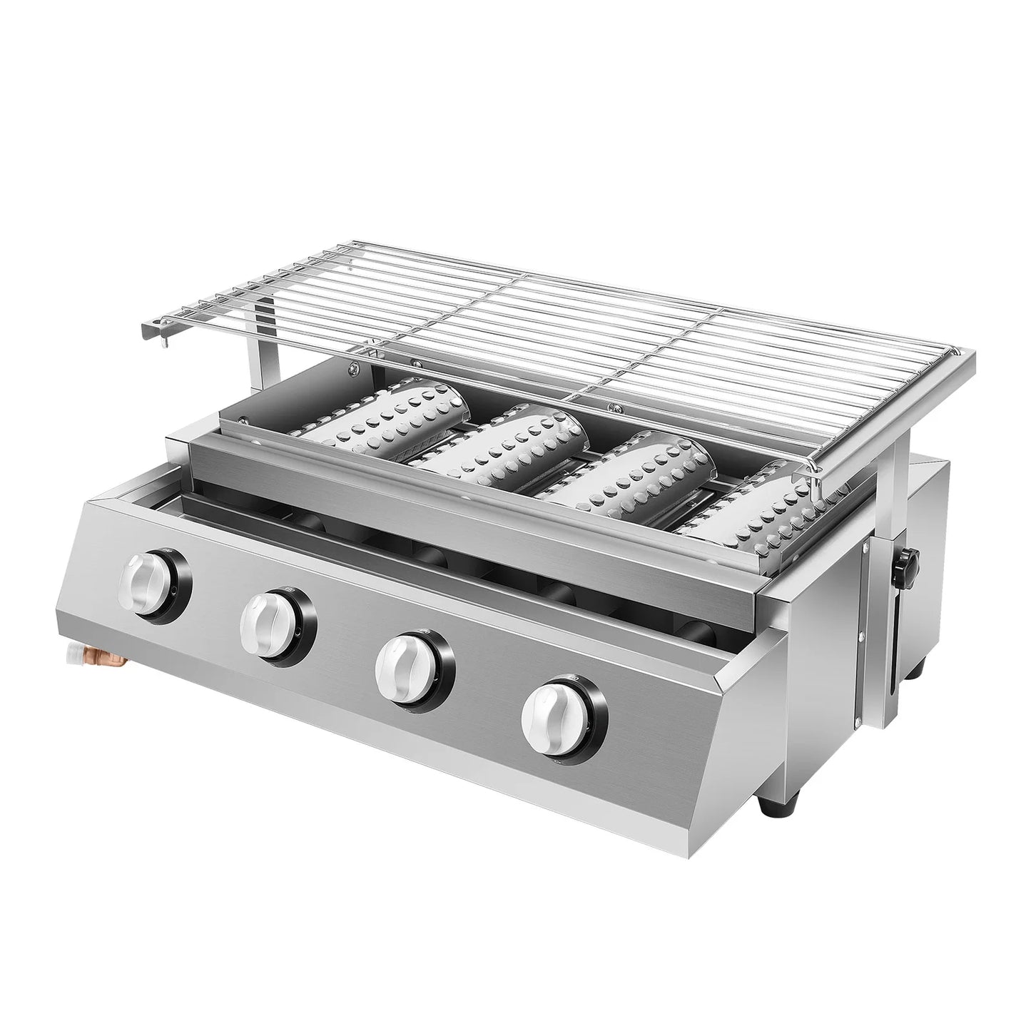 4 Burner BBQ Propane Gas Grill Stainless Steel Smokeless Barbecue Grill Portable BBQ Grill Removable