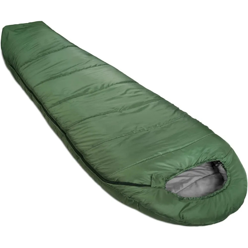 Sleeping Bag 3-Season 20 Degree F Mummy, Olive Green Outdoor Camping Cotton Winter Warm Sleeping Bag