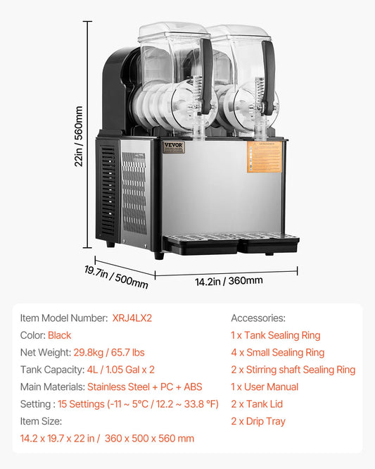 SucceBuy 3-36L Commercial Slushy Machine 1-3 Tanks Stainless Steel Margarita Smoothie Frozen Drink