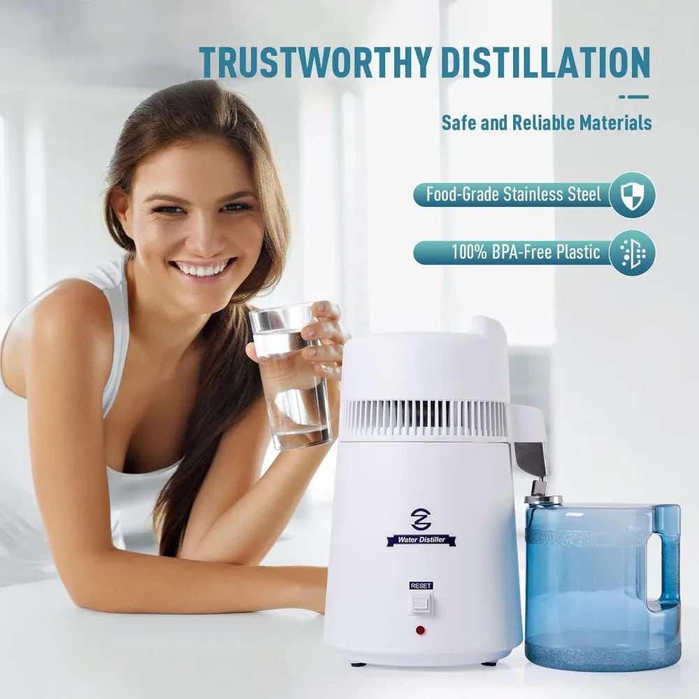 Water Distiller, Larger 1.6 Gal Countertop Home Distillers, Distilled Waters Making Machine,