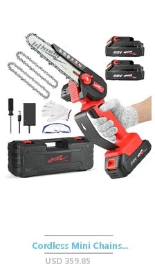 X-ECSTASY 6-Inch Battery Powered Chainsaw Kit w/Safety Features & Rechargeable Batteries