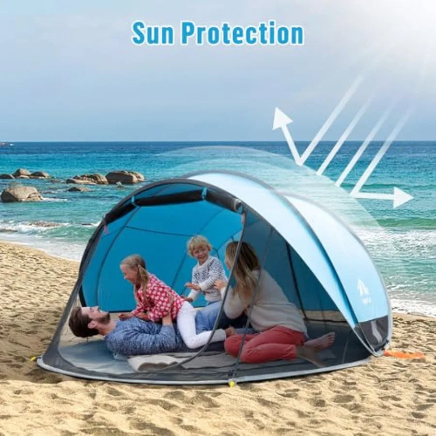 Pop-up Beach Tent: Large Sun Shade Shelter for 2-4 Persons Picnic Sport Activities