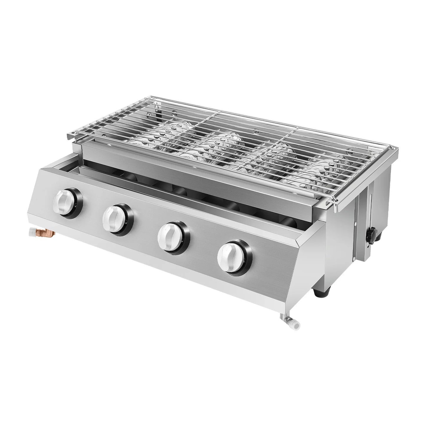 4 Burner BBQ Propane Gas Grill Stainless Steel Smokeless Barbecue Grill Portable BBQ Grill Removable