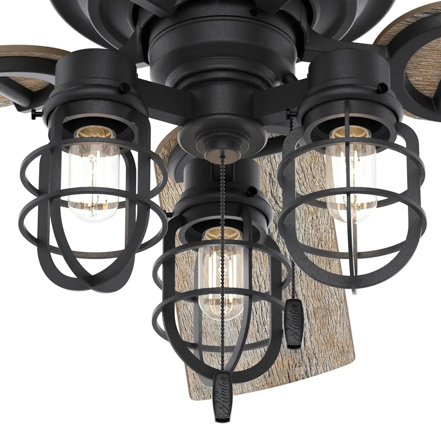 Inch Starklake Indoor or Outdoor Ceiling Fan w/ 3 LED Edison Bulbs, Pull Chain/Quiet 3 Speed Motor