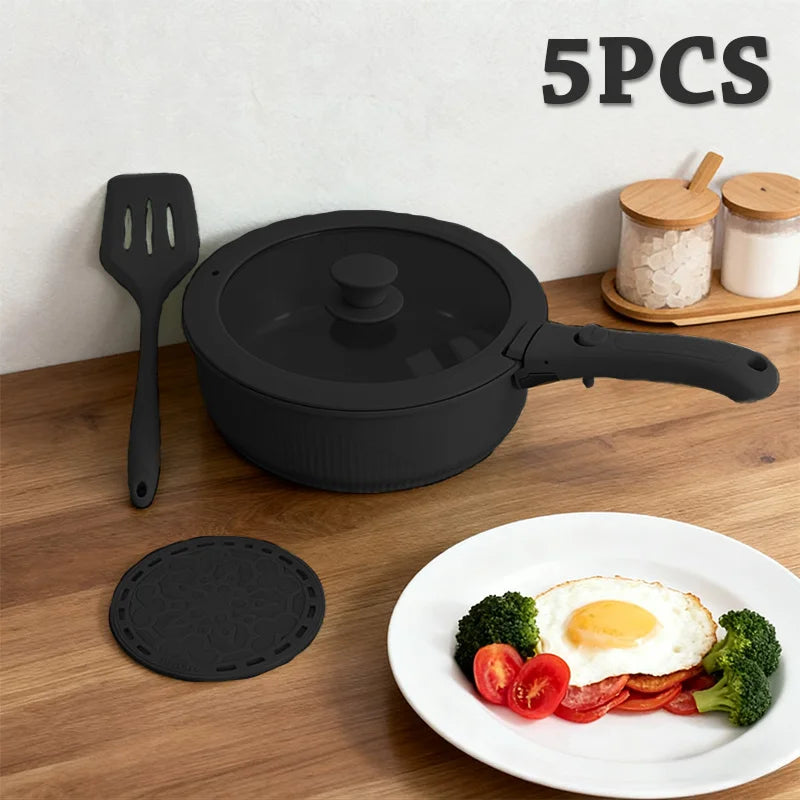 Pots and Pans Set, Nonstick Cookware Set Detachable Handle, Induction Kitchen Cookware Set