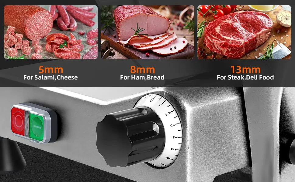 10 inch Chromium-Steel Blade Semi-Auto for Meat Cheese 240W,Silver Meat Slicer Machine