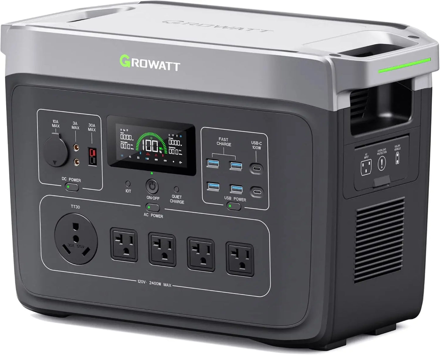 2000  Electric Solar Generator, 2048Wh LifePO4 Battery,2200W AC Output