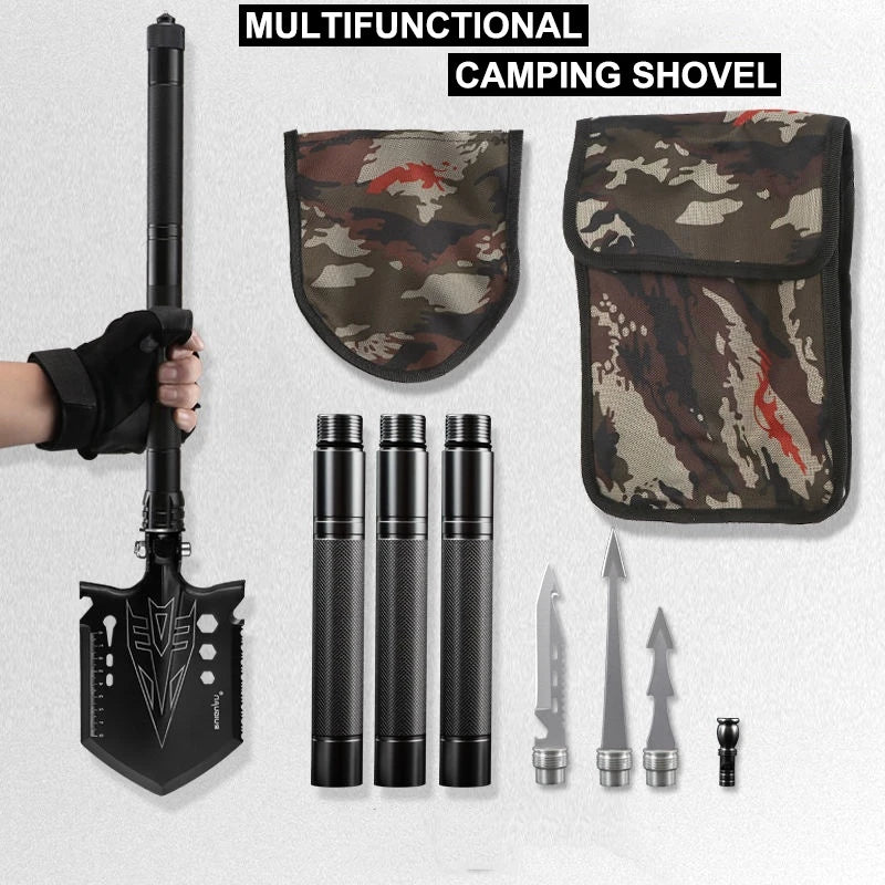 Camping Shovel Set For Survival Folding Tactical Military Shovel Multifunctional Snow Car Shovel