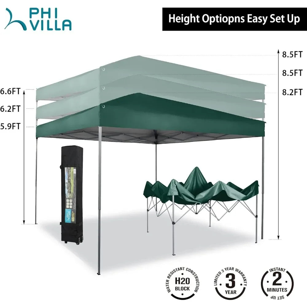 Pop up Canopy 10'x10' Tent Camping Sun Shelter-Series Party Tent, 100 Sq. Ft of Shade (Green)