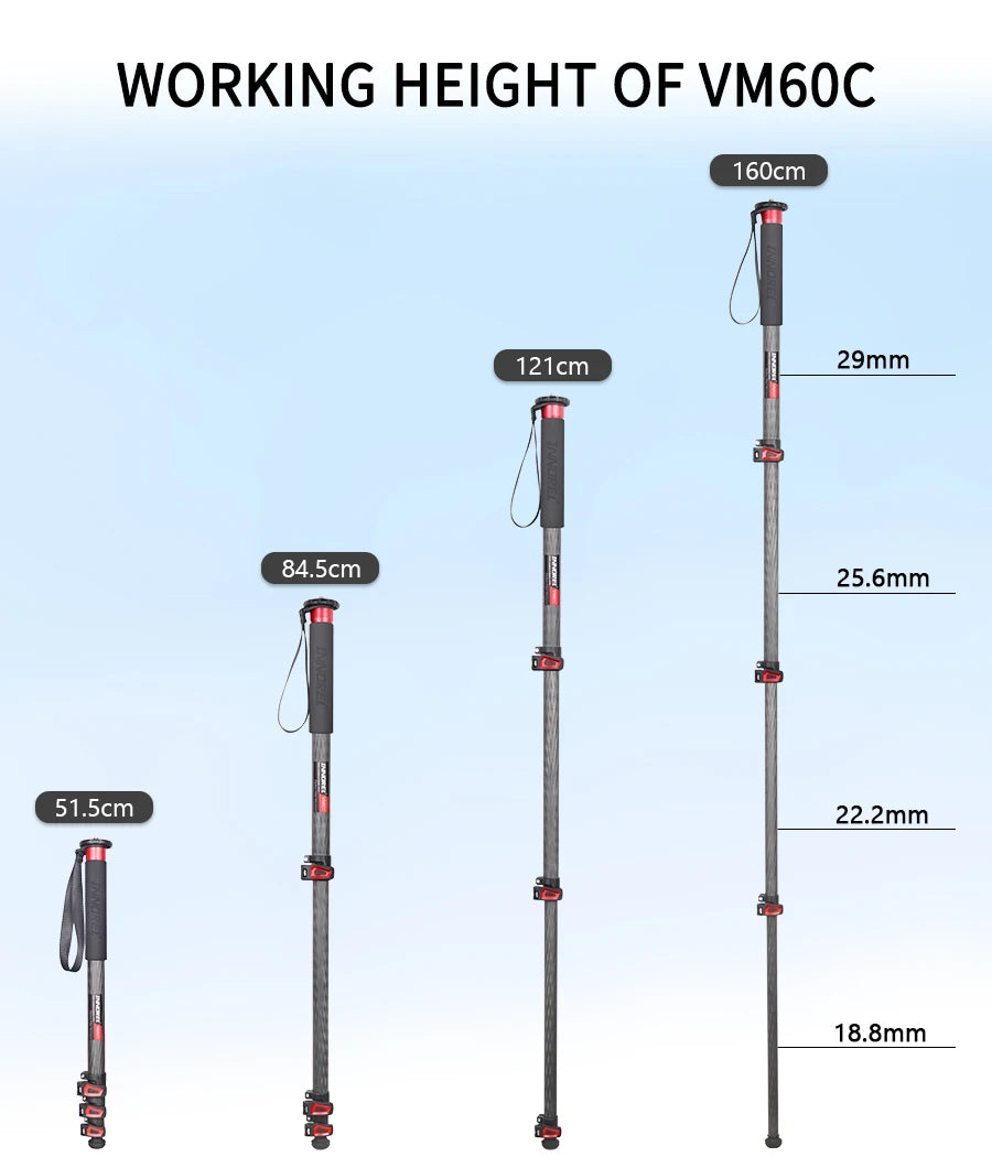 INNOREL VM60C/VM80C Carbon Fiber Monopod w/Fast Flip Lock /Canon Nikon DSLR Camera Video Camcorder