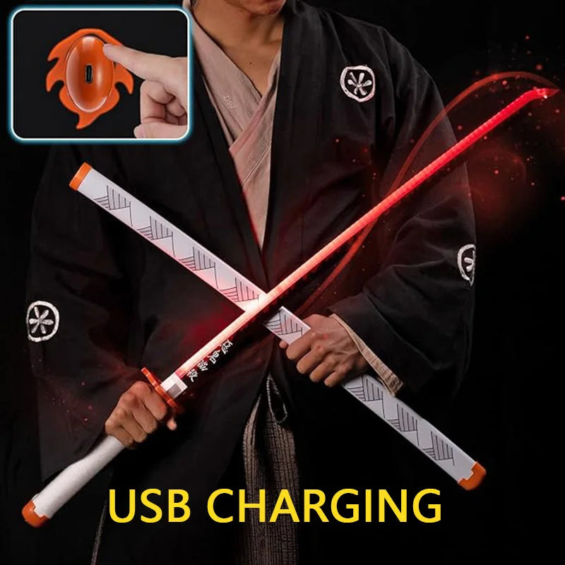 41″ LED Light Up Demon Slayer Sword Katana Japanese Anime Cosplay Samurai Swords Tanjiro Nichirin