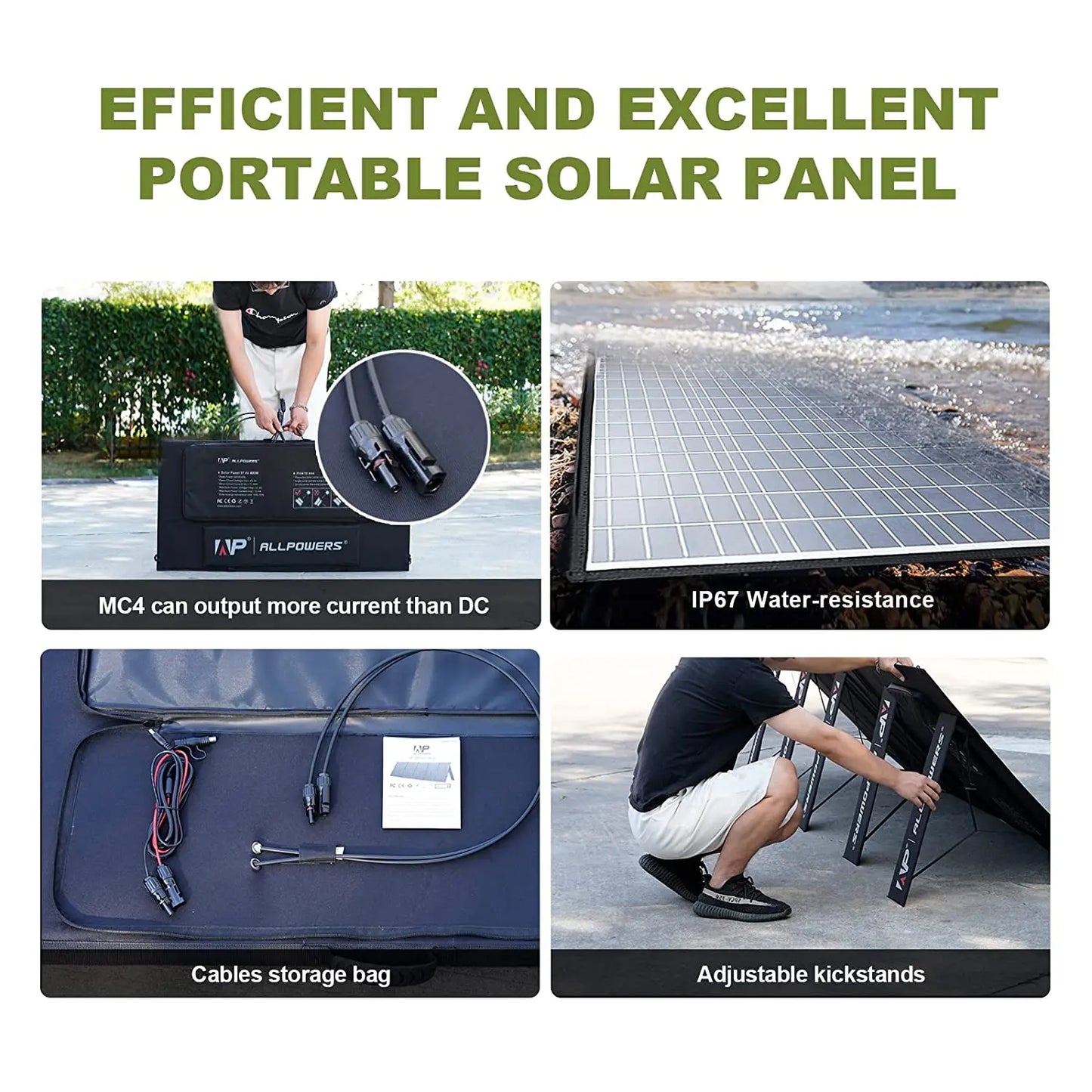 ALLPOWERS 400W / 200W / 140W / 100W / 60W Solar Charger，Portable Waterproof Foldable Solar Panel