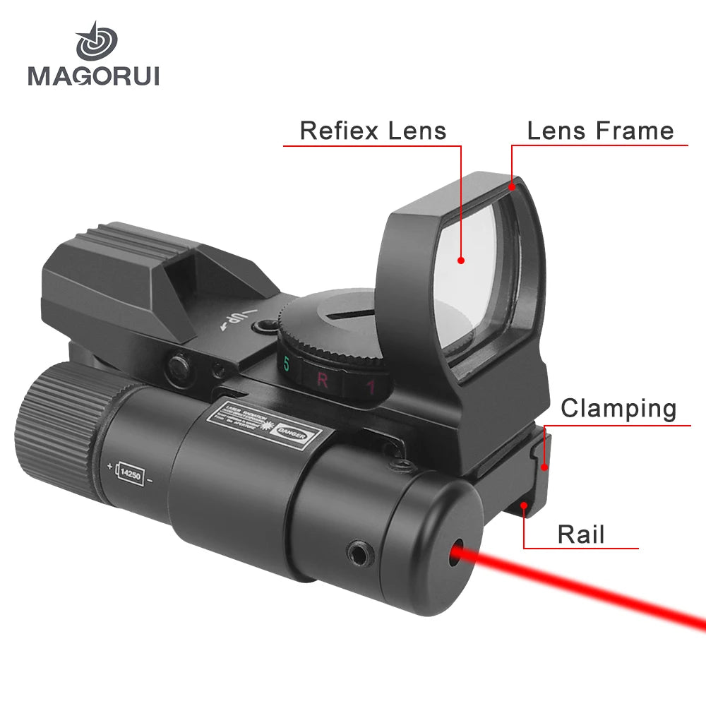 Magorui Green Red Dot Reflex Laser Sight Scope 4 Styles Display Holographic Illuminated 20mm