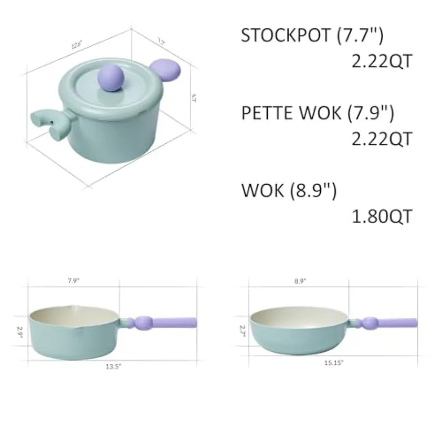 Better Finger Cookware Set - All in One, 8-Piece Non-Stick Ceramic Coated Pots and Pans