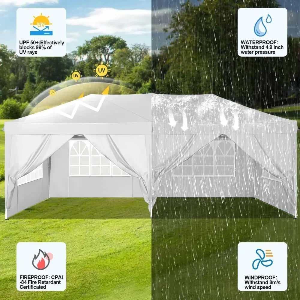 Waterproof Outdoor Event Shelter Gazebo Sun Shade Portable 10x20 white