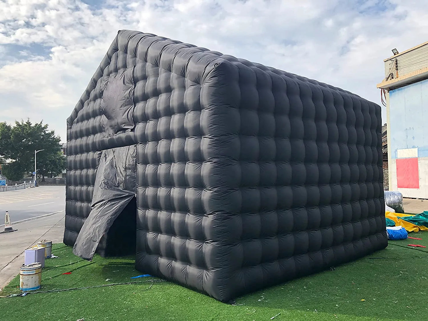 Black Inflatable Nightclub Dome Tent Wedding Cube Square Gazebo Event Big Portable Pavilion