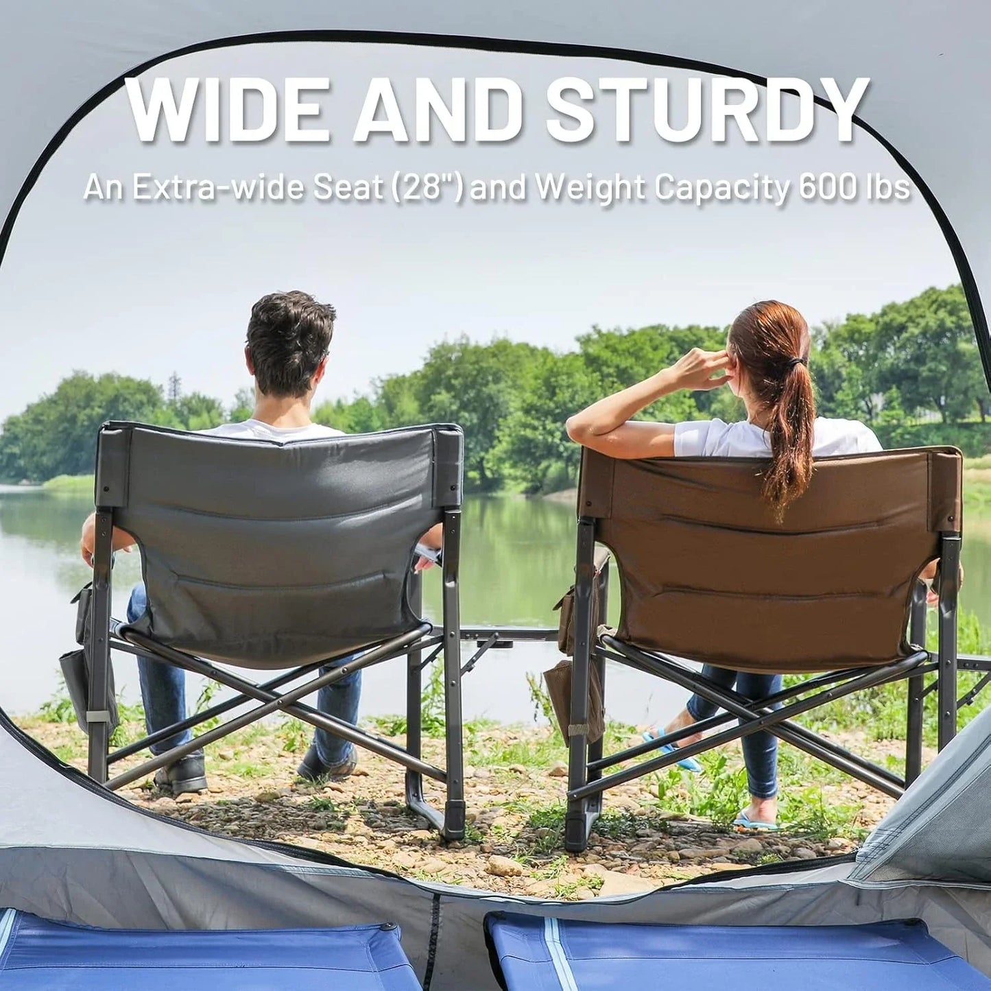 XXL Upgraded Oversized Directors Chairs w/Side Table, Pocket, Heavy