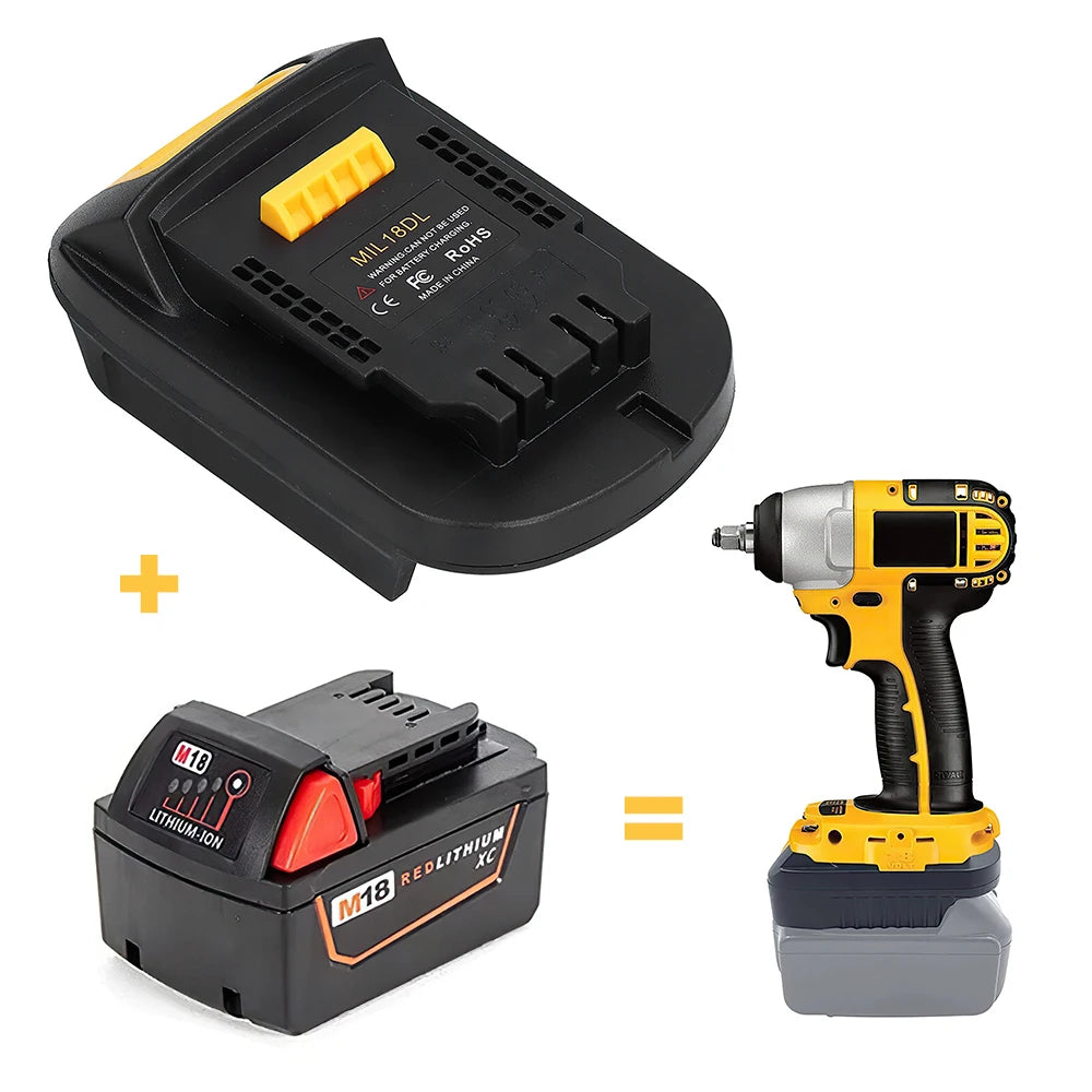 MIL18DL Adapter for Milwaukee 18V Li-Ion Battery Convert to Dewalt MAX 18V/20V, Battery Converter