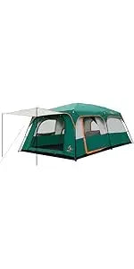 KTT Extra Large Tent 10-12-14 Person(B),Family Cabin Tents,2 Rooms,3 Doors and 3 Windows with Mesh