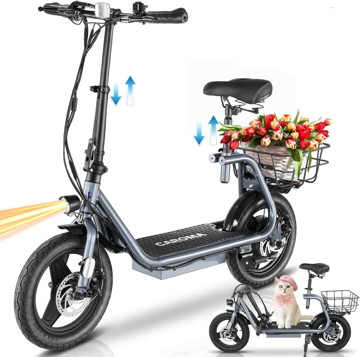 1200W Electric Scooters for Adults 14" Tire, 500Wh Battery, 30Miles Range, 20MPH Top Speed