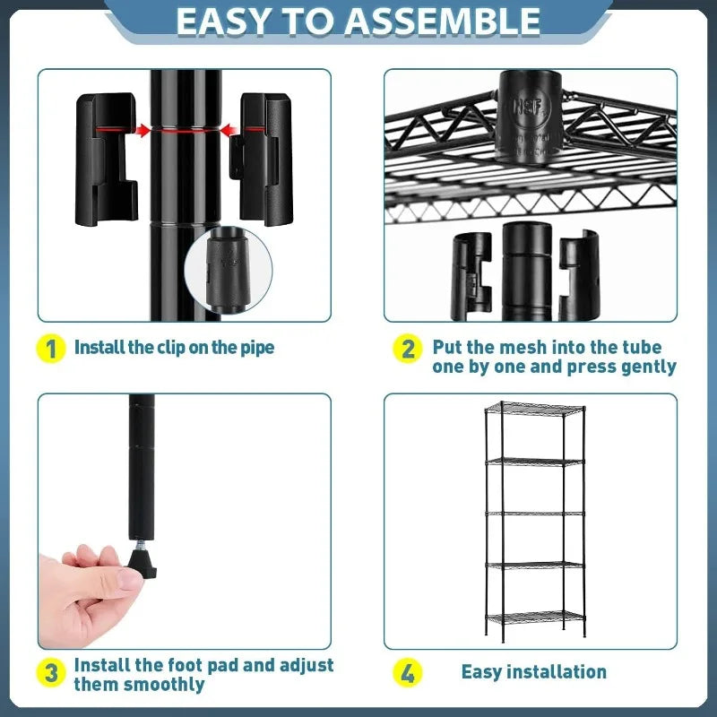 Storage Shelves 2100Lbs Capacity, 6-Shelf on Casters 48" L×18" W×72" H Commercial Wire Shelving Unit