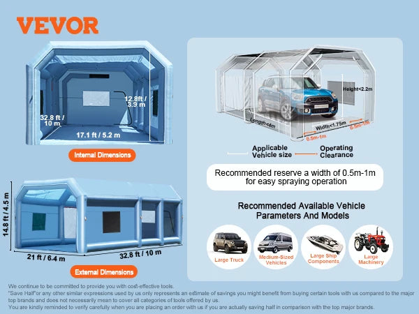 SucceBuy Inflatable Paint Booth Inflatable Spray Booth with Powerful Blowers and Air Filter System