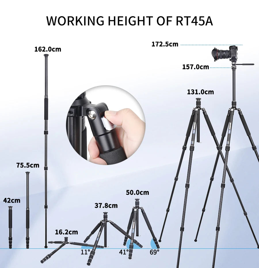 INNOREL RT45A Tripod Aluminum Alloy Travel Portable Photographic Monopod/DSLR Camcorder Stand