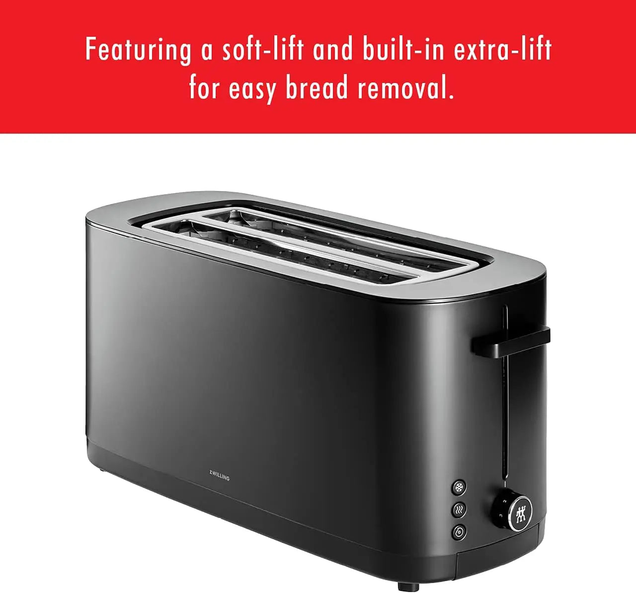 ZWILLING Toaster, 4 Slices w/Extra Wide 1.5" Slots/ 7 Settings,Toasting, Reheat, Cancel, Defrost