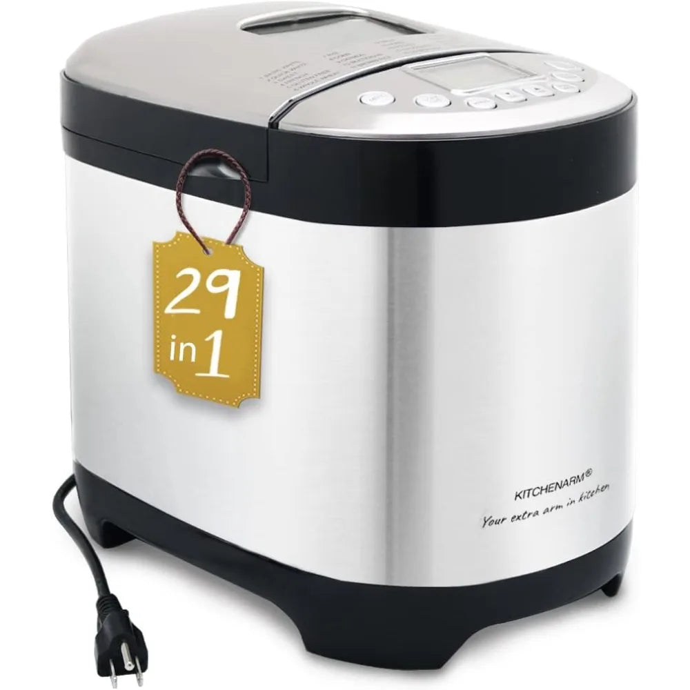 29-in-1 SMART Bread Machine with Gluten Free Setting 2LB 1.5LB 1LB Bread Maker Machine - Stainless