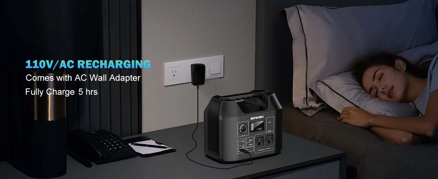 Portable Power Station 300W Solar Generator 256Wh 80000mAh Power Bank 110V AC/DC/USB/USB C LiFePO4