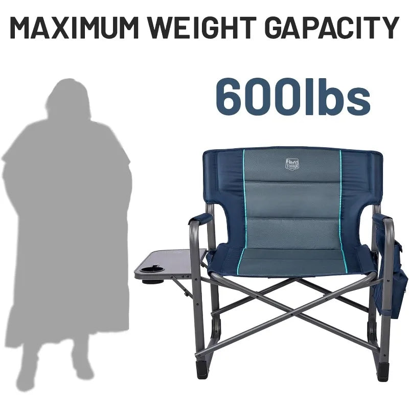 XXL Upgraded Oversized Directors Chairs With Foldable Side Table, Detachable Side Pocket, Heavy Duty