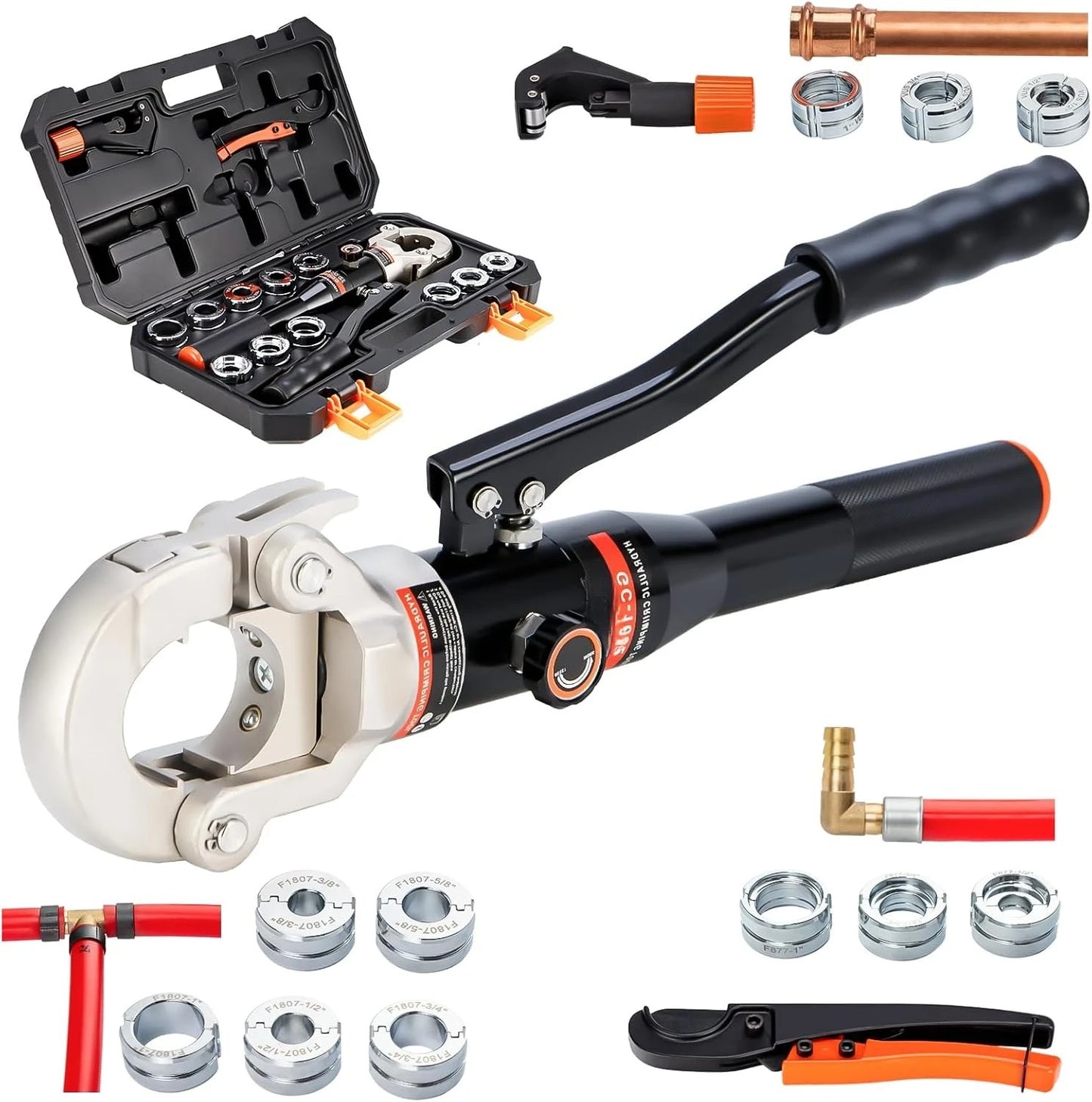 Hydraulic Copper Pipe Tube Fittings Crimping Tool/1/2,3/4,1" Dies/ F877 Stainless/PEX Press/Copper