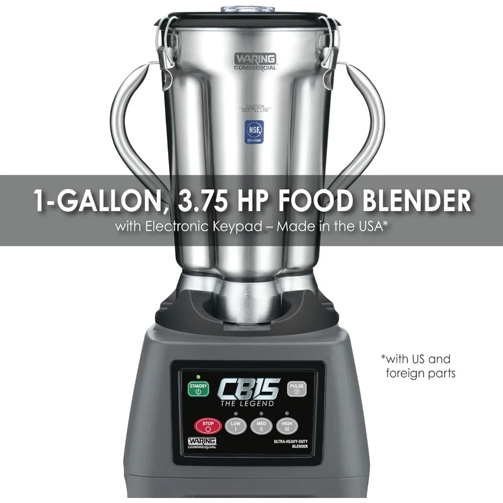 WARING Commercial CB15 Ultra Heavy Duty 3.75 HP Blender/Touchpad Controls w/Stainless Steel Gallon