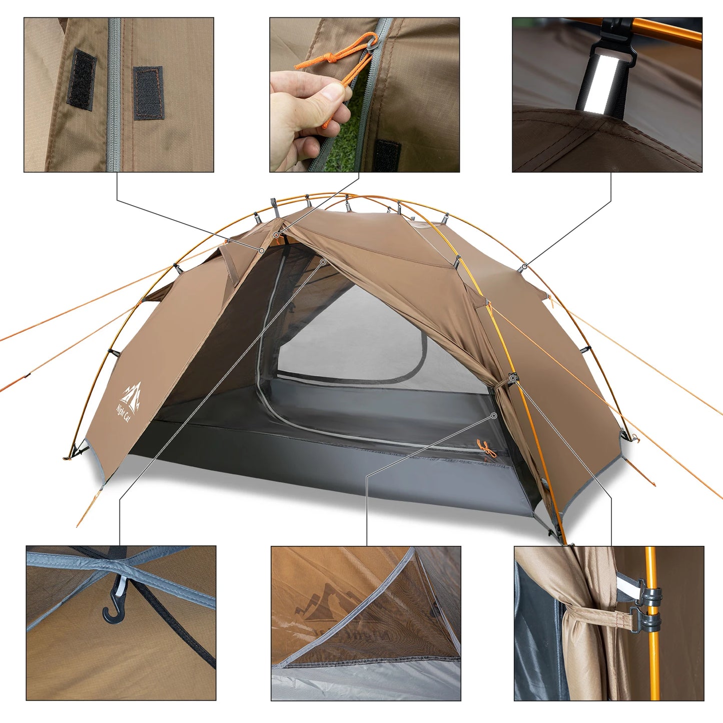 Backpacking Tent 2 Persons Camping with Separated Rainfly Aluminum Pole Double Layers L-shaped