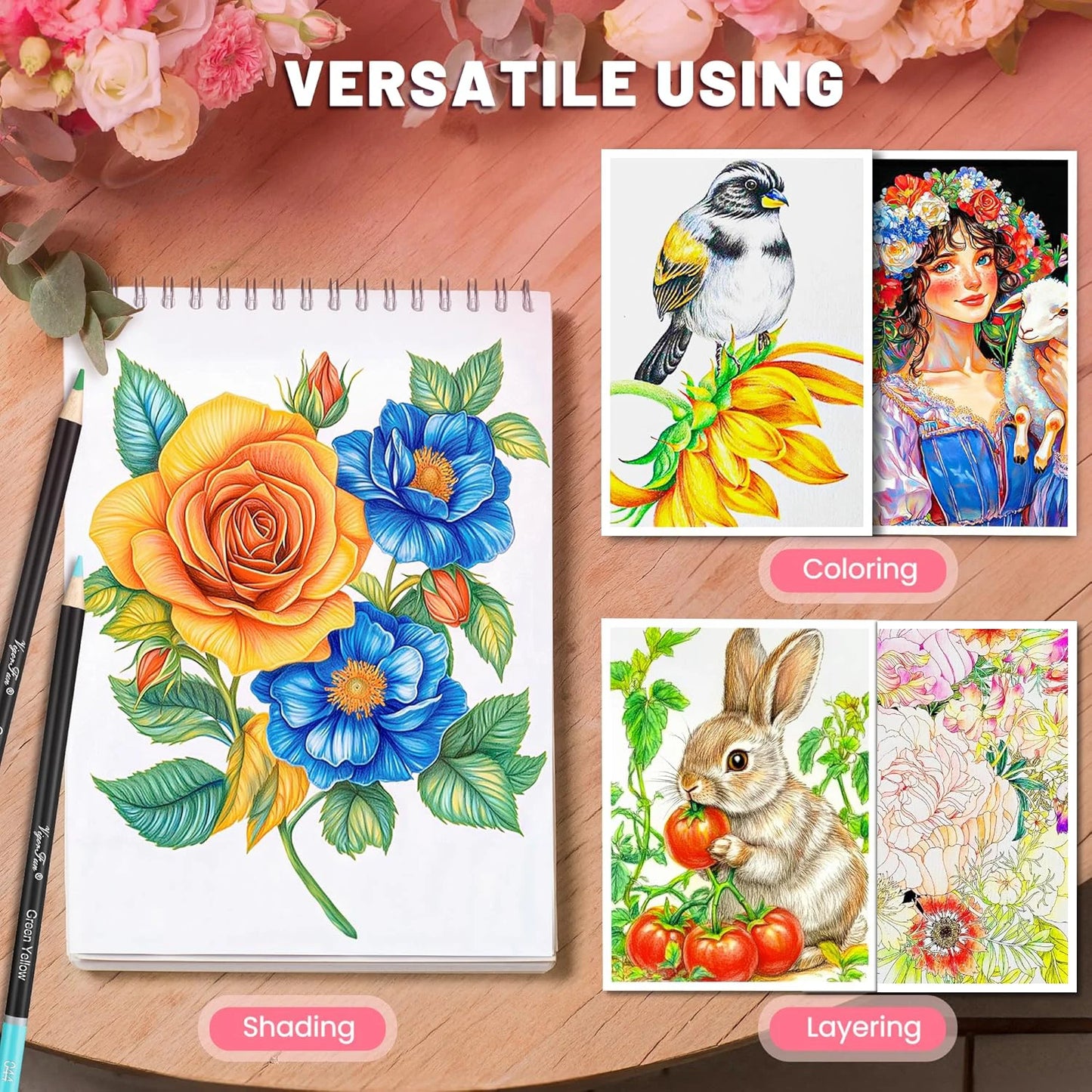 120 Colored Pencils, Professional Vibrant Artists Coloring Pencils Sketching Blending Shading