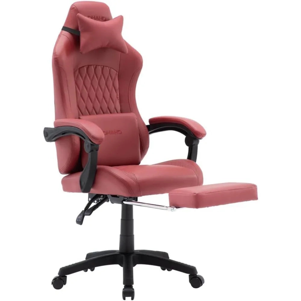 OHAHO Gaming Chair Computer Chair w/ Footrest & Lumbar Support, Height Adjustable Game Chair w/360°