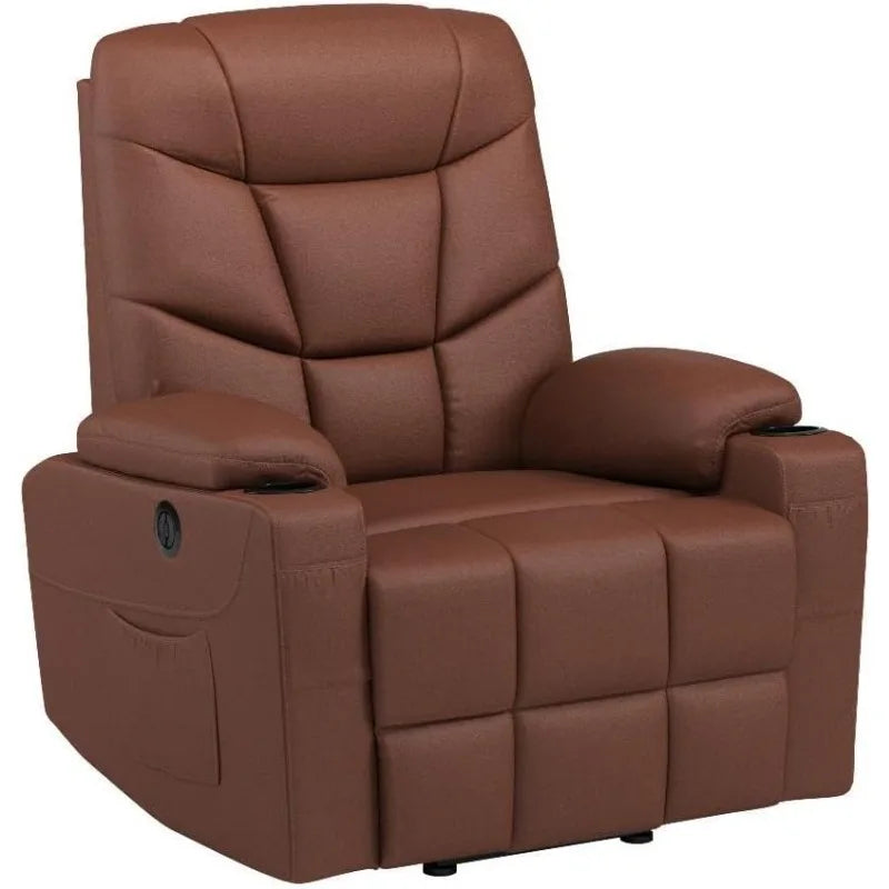 Power Lift Recliner Chair for Elderly, Plush Fabric Electric Recliner w/Heated & Vibration Massage