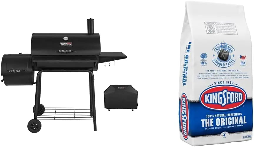 Royal Gourmet CC1830SC Charcoal Grill Offset Smoker w/Cover, 811 Square Inches, Black