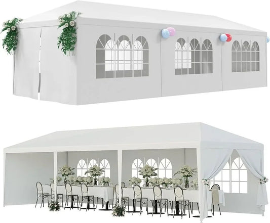 10'x10'/10'x20'/10'x30' Canopy Party Wedding Tent Gazebo Pavilion w/5/6/7/8 Side Walls Outdoor White