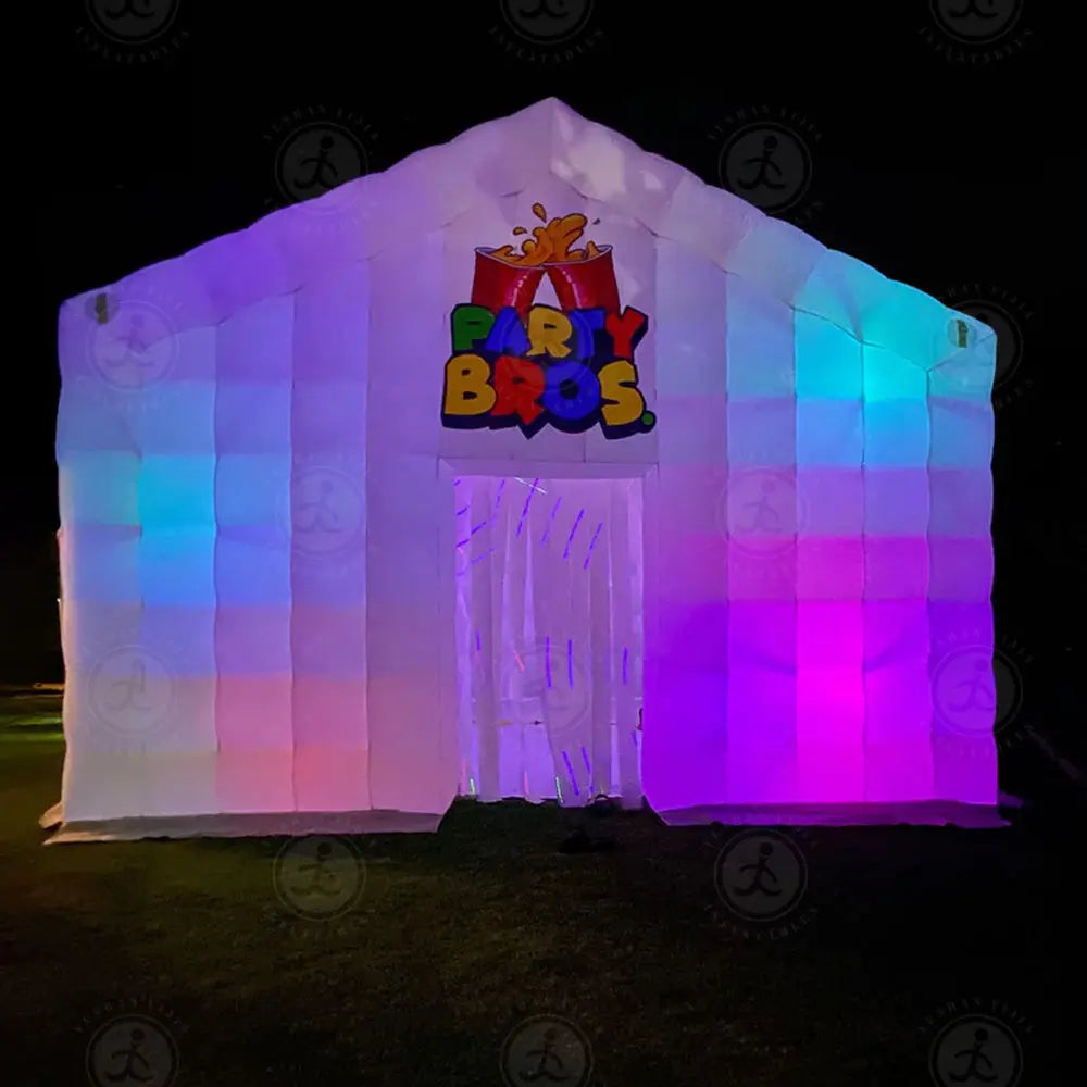 Portable Large LED Inflatable Air Cube Tent House w/Blower Inflatable Lighting Tent/Party Event